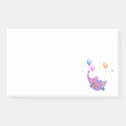 Niedlicher Sternenelefant mit farbenfrohen Balloon Post-it Klebezettel (Vorderseite)