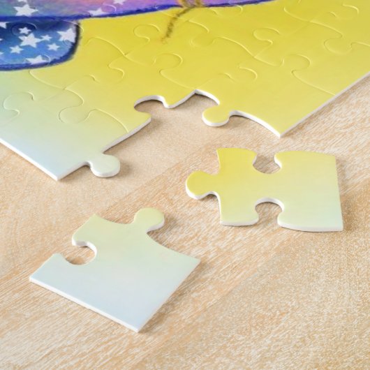 Niedlicher Sternenelefant mit farbenfrohen Balloon Puzzle (Seite)