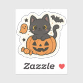 Niedlicher Sticker für Schwarze Katze - Kawaii Pum (Blatt)