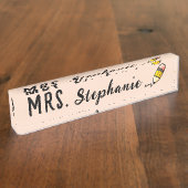 Niedlicher Stift zurück zum Schullehrer Pink Namensplakette (Seite)