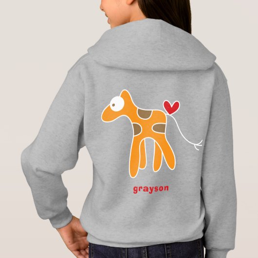 Niedlicher stilisierter Cartoon Orange Giraffe Kin Hoodie (Rückseite)