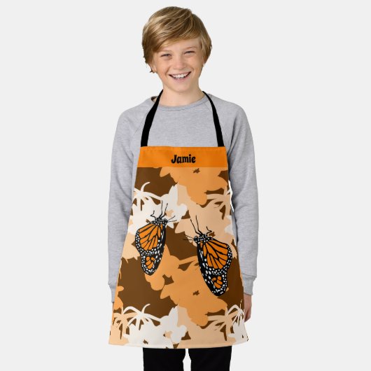 Niedlicher stilisierter Monarch Butterfly Orange Schürze (Getragen)