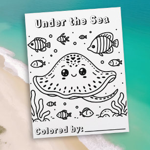 Niedlicher Sting Ray im Meer Farbseite des Kinde