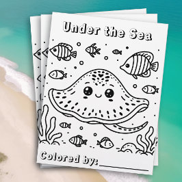 Niedlicher Sting Ray im Meer | Farbseite des Kinde Flyer