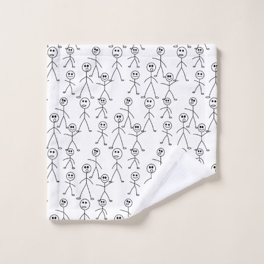 Niedlicher Stock-Mann stellt Schwarzweiss dar Badhandtuch Set (Waschlappen)