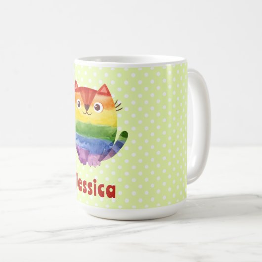 Niedlicher Stolz Wasserfarbe Personalisiert Kaffeetasse (VorderseiteRechts)