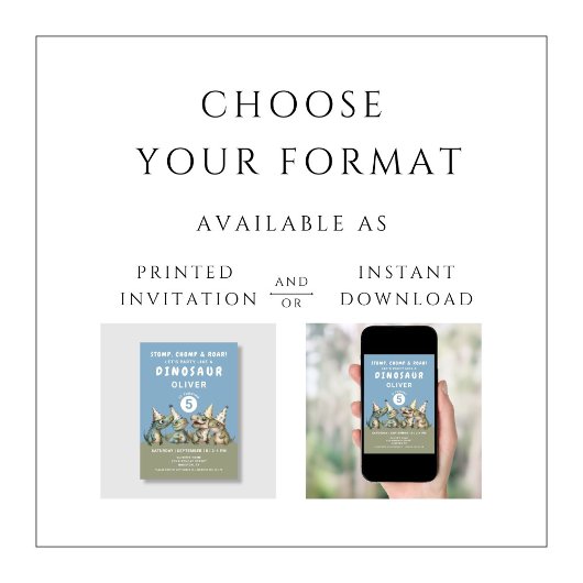 Niedlicher Stomp, Chomp & Roar Dinosaur 5. Geburts Einladung