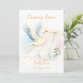 Niedlicher Storch bald Ankündigung Einladung (Stehend Vorderseite)