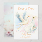 Niedlicher Storch bald Ankündigung Einladung (Vorne/Hinten)