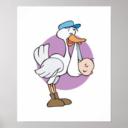 niedlicher Storch mit Baby Poster (Vorne)