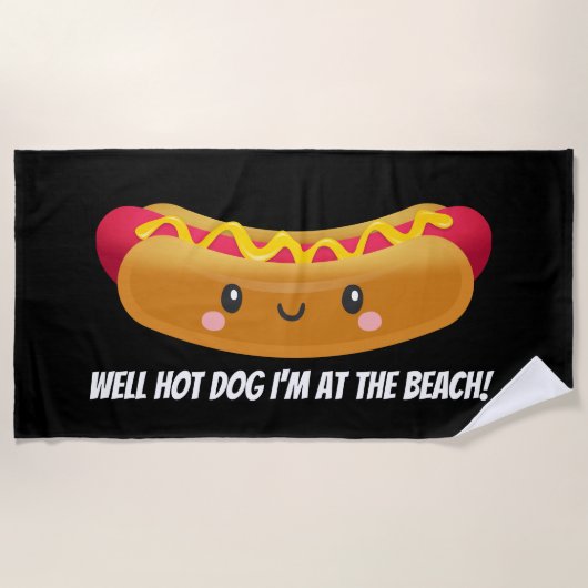 Niedlicher Strand feiert Hot Dog Handtuch (Vorderseite)