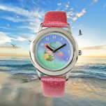 niedlicher Strand Gnome rosa Flamingo hinzufügen N Armbanduhr<br><div class="desc">niedlicher Strand Gnome rosa Flamingo hinzufügen Name Kinder aufpassen</div>