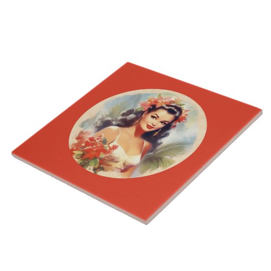 Niedlicher Strand Hawaii Fliese (Seite)