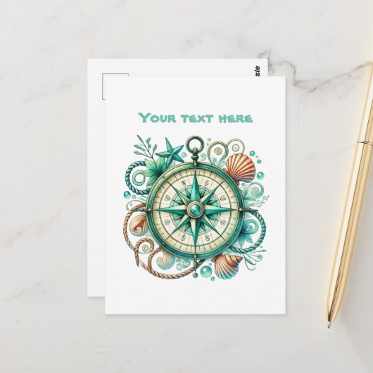 Niedlicher Strand individuell anpassbarer nautisch Postkarte (Vorderseite/Rückseite Beispiel)