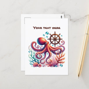 Niedlicher Strand individuell anpassbarer Oktopus Postkarte