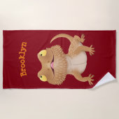 Niedlicher Strand mit feinem, bärtigen Cartoon Strandtuch (Vorderseite)