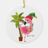 niedlicher Strand pink Flamingo hinzufügen Stimmun Keramik Ornament (Vorne)