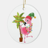 niedlicher Strand pink Flamingo hinzufügen Stimmun Keramik Ornament (Links)