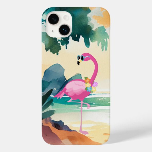 niedlicher Strand rosa Flamingo Case-Mate iPhone Hülle (Rückseite)