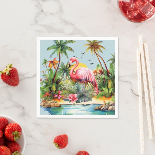 Niedlicher Strand Rosa Flamingo Liebhaber Serviette (Beispiel)