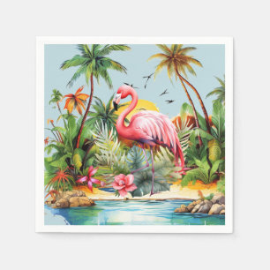 Niedlicher Strand Rosa Flamingo Liebhaber Serviette