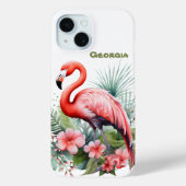 Niedlicher Strand rosa Flamingo Name hinzufügen Case-Mate iPhone Hülle (Rückseite)