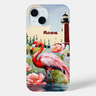 Niedlicher Strand rosa Flamingo Name hinzufügen Case-Mate iPhone Hülle