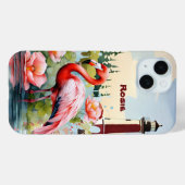 Niedlicher Strand rosa Flamingo Name hinzufügen Case-Mate iPhone Hülle (Rückseite (Horizontal))
