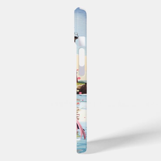 Niedlicher Strand rosa Flamingo Name hinzufügen Case-Mate iPhone Hülle (Rückseite / Links)