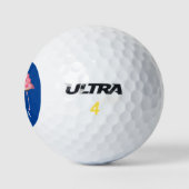 niedlicher Strand rosa Flamingo Name hinzufügen Golfball (Logo)