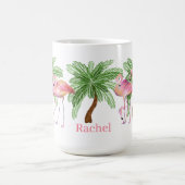 niedlicher Strand rosa Flamingo Name hinzufügen Kaffeetasse (Mittel)