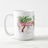 niedlicher Strand rosa Flamingo Name hinzufügen Kaffeetasse (Links)