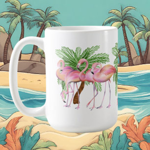 niedlicher Strand rosa Flamingo Name hinzufügen Kaffeetasse