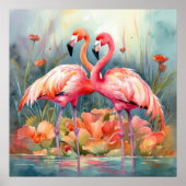 Niedlicher Strand rosa Flamingo Poster (Vorne)
