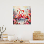 Niedlicher Strand rosa Flamingo Poster (Küche)