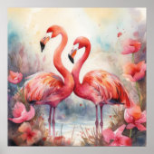 Niedlicher Strand rosa Flamingo Poster (Vorne)