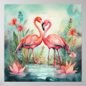 Niedlicher Strand rosa Flamingo Poster (Vorne)