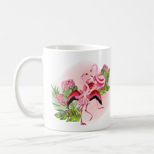 niedlicher Strand rosa Flamingos Name Coffee Tasse (Links)