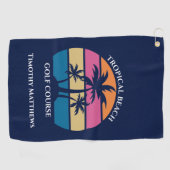 Niedlicher Strand Tropical Beach Palm Tree Persona Golfhandtuch (Horizontal)