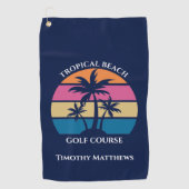 Niedlicher Strand Tropical Beach Palm Tree Persona Golfhandtuch (Vorderseite)