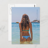 Niedlicher Strand von Tushy Bikini Postkarte (Vorne/Hinten)