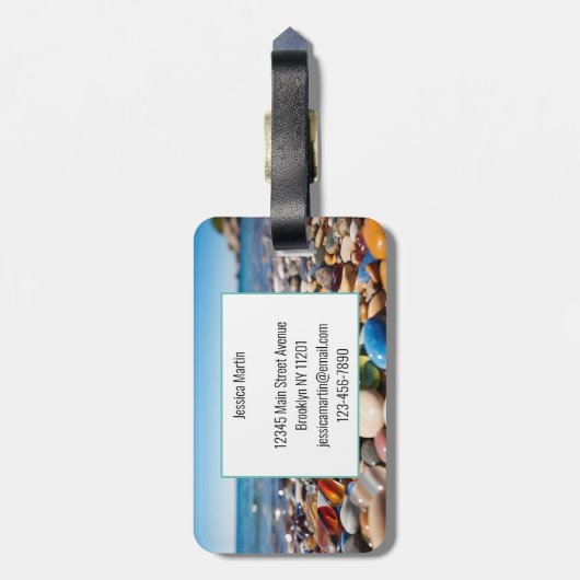 Niedlicher Strandkies Gepäckanhänger (Rückseite vertikal)