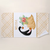 niedlicher Strandpinguin-Name Strandtuch (Vorderseite)