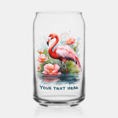 Niedlicher Strandpink-Flamingo-Zusatz Dosenglas (Vorderseite)