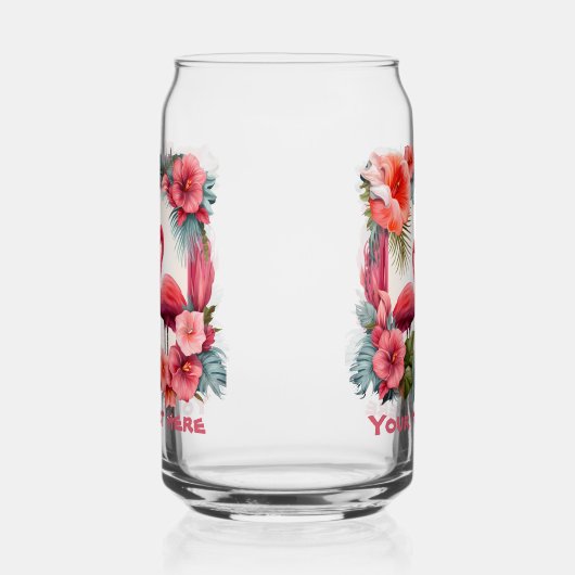 Niedlicher Strandpink-Flamingo-Zusatz Dosenglas (Links)