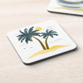 Niedlicher Strandurlaub Tropical Palm Getränkeuntersetzer (Linke Seite)