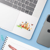 Niedlicher Strauß Aufkleber (Laptop mit iPhone)