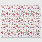 Niedlicher Strawberry-Geburtstag Geschenkpapier (Flach)