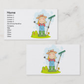 niedlicher Strichmännchen Gärtner Bauer Visitenkarte (Vorne/Hinten)