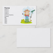 niedlicher Strichmännchen Gärtner Bauer Visitenkarte (Vorne/Hinten)